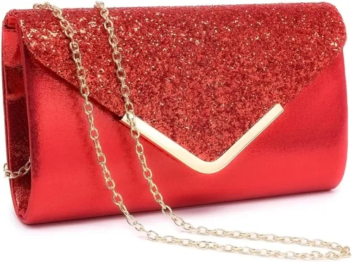 Miniatura 12 de Dasein Bolsos de noche para mujer, bolsos de mano formales para bodas, fiestas, bailes, bolsos con correa para el hombro y solapa con purpurina