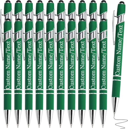 Miniatura 29 de Bolígrafos personalizados con nombre, paquete de 10 bolígrafos personalizados a granel, bolígrafo de tinta negra grabada con punta de lápiz óptico