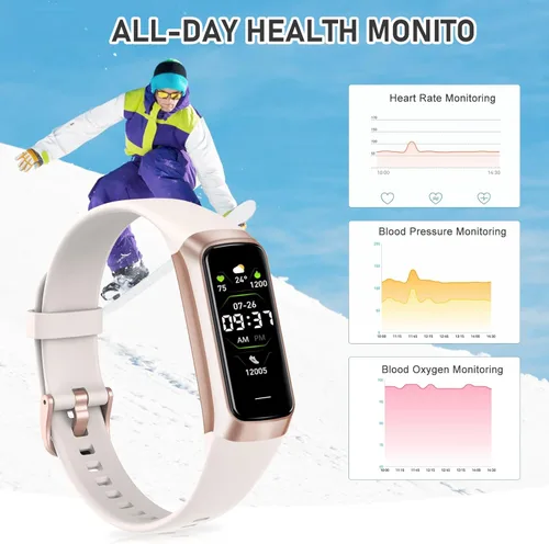 Miniatura 2 de Rastreador de actividad física con frecuencia cardíaca 24/7, presión arterial, seguimiento del sueño, calorías, seguimiento de actividad