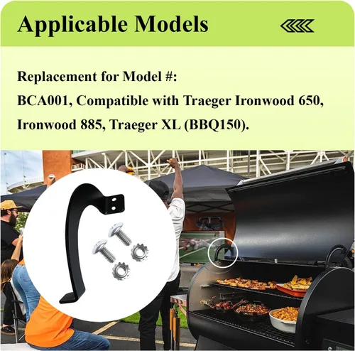 Miniatura 3 de Newly BCA001 - Tapa de parrilla lateral izquierda y BCA002 para puerta lateral derecha, arco con tornillos, apto para la mayoría de parrillas
