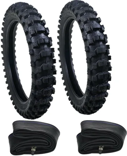 Neumático delantero 70/100-19" y neumático trasero 90/100-16" con cámara compatible con motocicletas Dirt Pit de 50cc-150cc, motocross de terreno