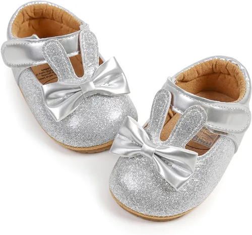 Miniatura 4 de LAFEGEN Zapatos planos Mary Jane para bebés y niñas con Bownot, suela suave, suela suave, piel sintética, recién nacidos, para primeros pasos
