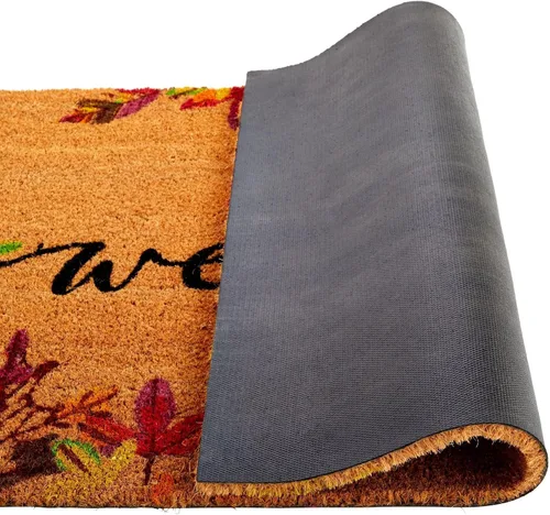 Miniatura 3 de Juvale Tapete de bienvenida de fibra de coco con hojas de otoño, para interiores y exteriores, tapete de pelo bajo que atrapa la suciedad, 36 x 24