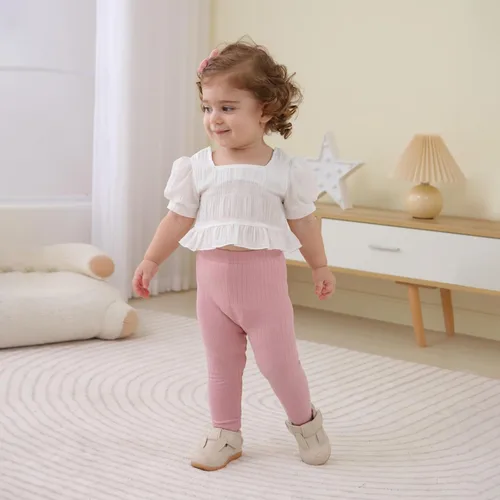 Miniatura 2 de Paquete de 5 pantalones de bebé para niña, pantalones acanalados con volantes acampanados, leggings para bebé, pantalones acampanados para niña