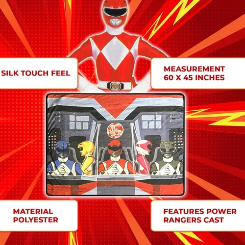 Miniatura 4 de Surreal Entertainment Power Rangers - Manta de forro polar más suave y cómoda para adultos y niños, mide 60 x 45 pulgadas
