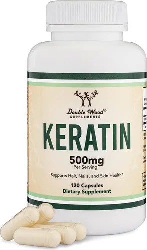 Vitamina de queratina para el crecimiento del cabello (500 mg por porción, 120 píldoras) Tratamiento capilar de queratina para hombres y mujeres