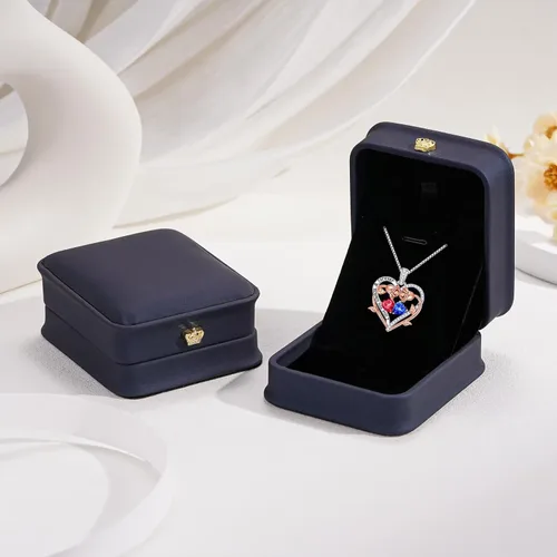 Miniatura 4 de Iefil Rose Heart Double Birthstone Necklace Gifts for Wife Girlfriend Her Women, Birthstone Jewelry Gemstone Birthday Gifts for Mom Grandma Her Wife