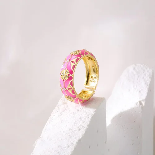 Miniatura 4 de Anillos de trébol de cuatro hojas para mujer, ajustable, delicado, esmaltado, joyería de la suerte