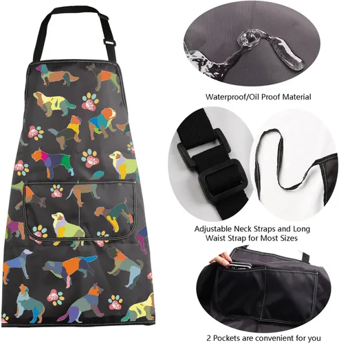 Miniatura 5 de MBMSO Delantal de aseo para perros con bolsillo, regalo colorido para amantes de los perros para peluqueros