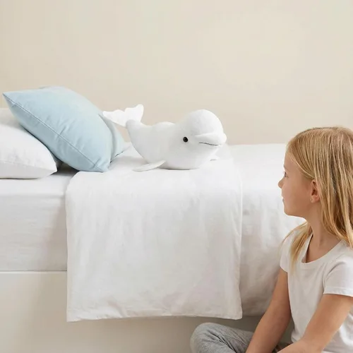 Miniatura 6 de Juguete de peluche de ballena beluga blanca de simulación – Juguete largo realista de delphinapterus leucas muñeca ballena juguetes de peluche súper