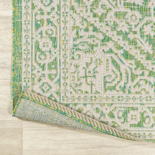 Miniatura 7 de Eyely BMS101H-28 - Alfombra de pasillo con textura de medallón de Santa Monica Sinji, para interiores y exteriores, estilo costero, bohemio, crema