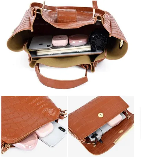 Miniatura 4 de Bolso de piel sintética para mujer, 3 unidades, con borlas