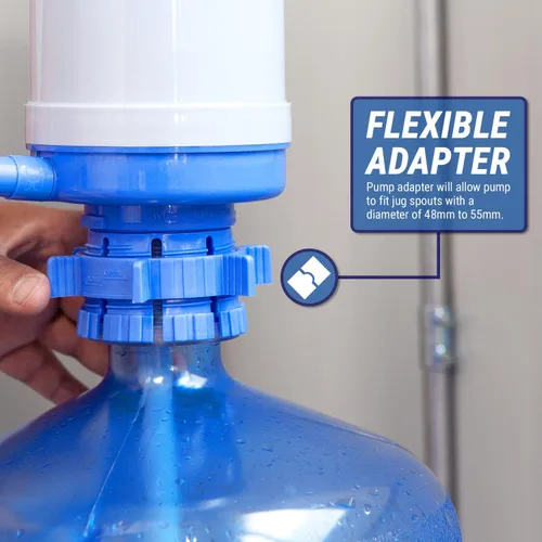 Miniatura 4 de Dolphin - Bomba de agua manual para botellas de 2 a 6 galones, dispensador de agua manual azul a presión, bomba de presión con un tubo extra corto