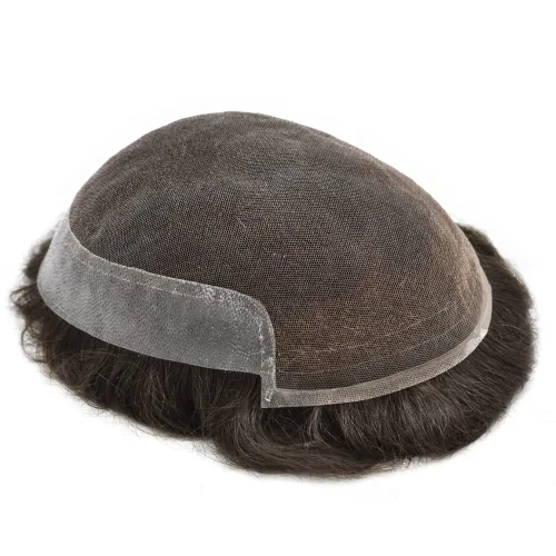 Miniatura 5 de Toupee para hombres Cabello humano real suave encaje francés para hombre Toupee sistema de reemplazo de cabello para hombres postizos tupé
