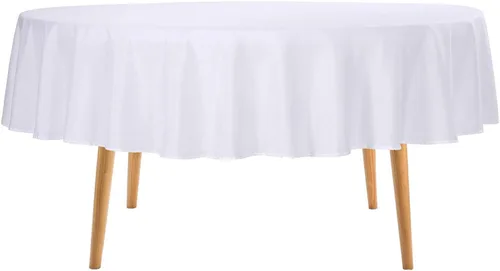 Miniatura 47 de Ascoza Paquete de 2 manteles rectangulares blancos de 60 x 84 pulgadas, tela de poliéster de 4 pies, para bodas, banquetes, restaurantes y fiestas
