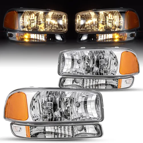 Miniatura 11 de JSBOYAT 4 PCS Compatible con 99-06 GMC Sierra 1500 2500 3500 Conjunto de Faros Delanteros de Reemplazo con Bombillas 00-06 GMC Yukon/Yukon XL