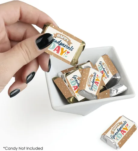 Miniatura 2 de Big Dot of Happiness Happy Grandparents Day – Mini Candy Bar Wrapper Stickers – Regalos pequeños para fiesta de abuela y abuelo – 40