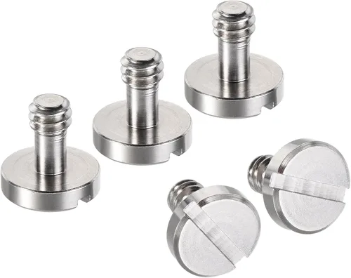 uxcell Adaptador de tornillo de montaje de 1/4 "ranurado 0.16 "longitud de rosca para trípode de cámara de acero aleado, 5 unidades