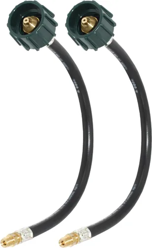 Miniatura 10 de Conectores de manguera pigtail de 15 pulgadas Flame King, 1/4" macho invertido con estriado para RV, furgoneta o remolque, reguladores de cambio