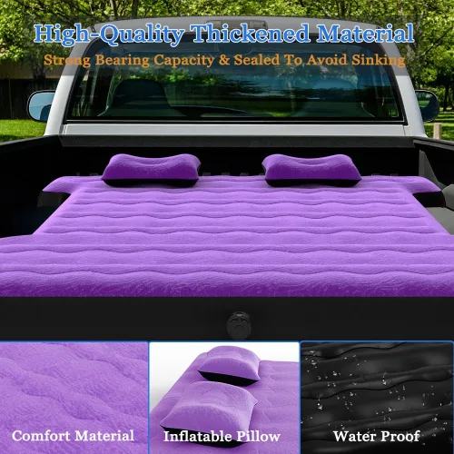 Miniatura 3 de Colchón de aire para cama de camioneta para campamento, colchoneta gruesa para dormir de 5.5 a 5.8 pies, tamaño completo, camas cortas para Púrpura