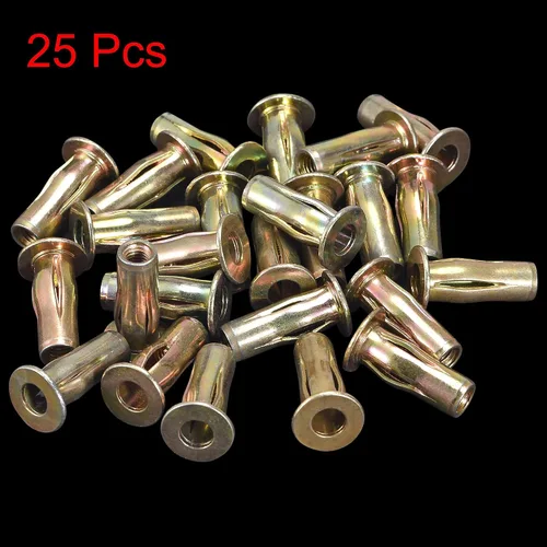 Miniatura 3 de uxcell Tuerca de remache de agarre múltiple, vástago preabombado M5 de acero al carbono chapado en zinc, tuerca de inserción roscada de cabeza