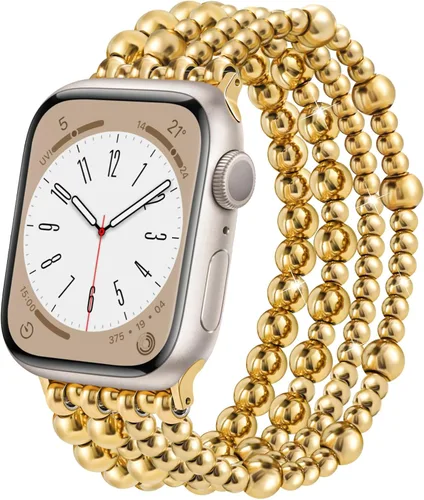 Miniatura 25 de AIRSPO Pulseras de cuentas compatibles con Apple Watch Band de 38, 40, 41, 42, 44 y 45 mm, hechas a mano, para series SE 8, 7, 6, 5, 4, 3, 2, 1