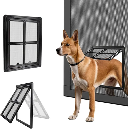 Miniatura 7 de Puerta de perro para puerta mosquitera, puerta para mascotas para puerta corrediza de mascotas con cerradura para perros pequeños a grandes