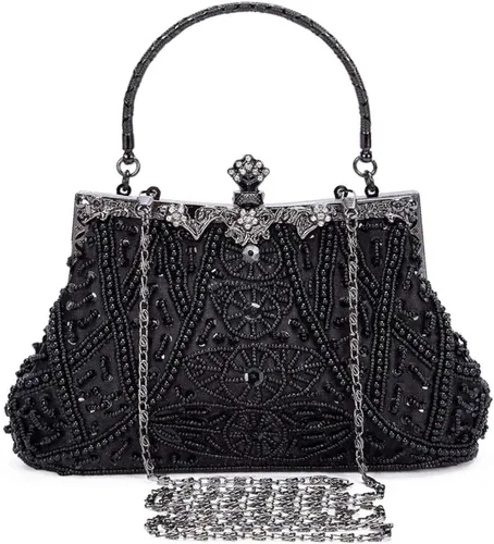 Bolso de mano de Selighting, con cuentas, estilo de los años 1920, para mujer, formal, para novia, de boda, de graduación, elegante, para fiesta de