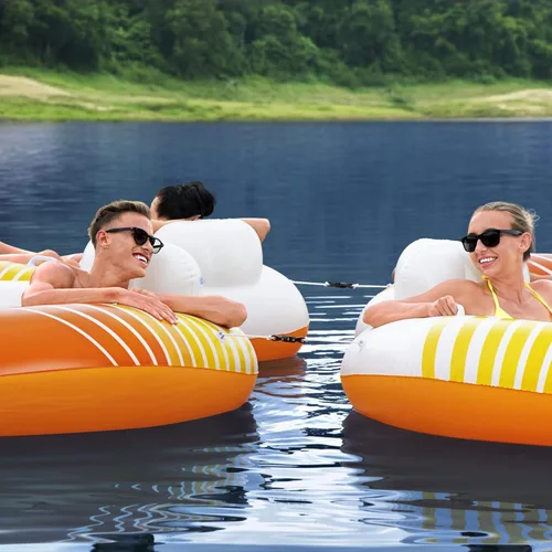 Miniatura 8 de Bestway 43399E Hydro-Force Sunkissed - Flotador inflable de PVC con cierre de PVC y soporte para tazas, naranja y amarillo
