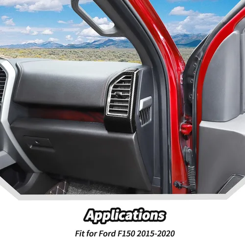 Miniatura 8 de 2 unids/set tablero de aire acondicionado cubierta de ventilación Trim para Ford F150 2015 2016 2017 2018 2019 2020 Accesorios interiores