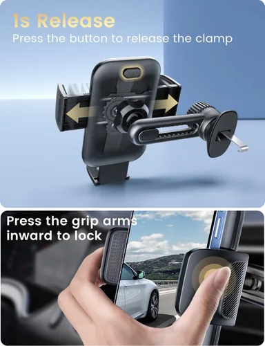 Miniatura 5 de Soportes de Teléfono para tu Automóvil: [Nunca Bloquea] Soporte de Ventilación de Aire para Teléfonos Celulares para iPhone 17 Pro Max y Samsung