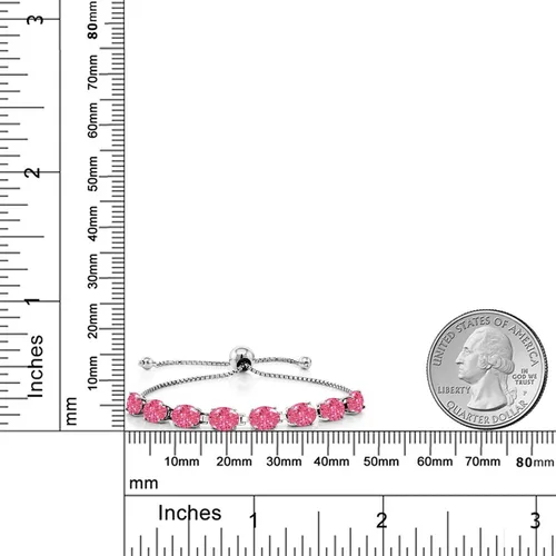 Miniatura 139 de Gem Stone King Pulsera de plata de ley 925 con piedra natal ovalada de 0.276 x 0.197 in para mujer, totalmente ajustable hasta 9 pulgadas