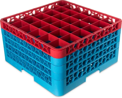 Miniatura 113 de Carlisle FoodService Products RG9-214 OptiClean Estante de vidrio con 9 compartimentos con 2 extensores, 7.12 pulgadas, polipropileno, azul