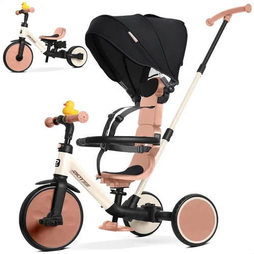 Miniatura 8 de RIDYEE Triciclo 8 en 1 para 1.5-5 años, interruptor sin herramientas, triciclo para niños pequeños con mango de control de dirección para padres