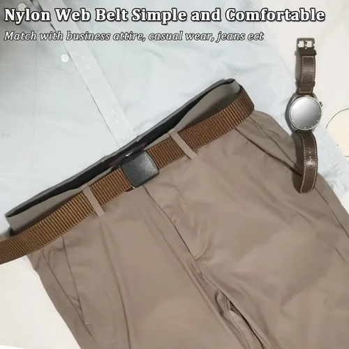 Miniatura 5 de WYuZe Paquete de 5 cinturones militares de nailon de 1.25 pulgadas para hombre, sin metal, ligero, ajustable, para trabajo, casual, TSA y viajes