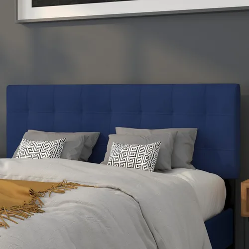 Miniatura 27 de BizChair Cabecero tapizado acolchado de tamaño matrimonial en tela negra Negro
