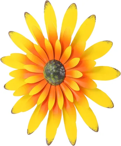 DECHOUS Decoración para el hogar, decoración vintage para el hogar, decoración al aire libre, figura de pared de girasol de metal, flores de metal