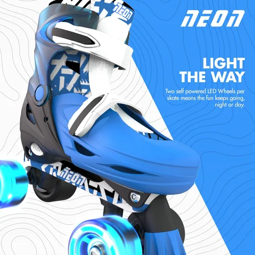 Miniatura 3 de Yvolution Patines de ruedas de 4 tamaños ajustables, ruedas iluminadas para niñas y niños para niños en línea y quads (12-2 o 3-6 US)