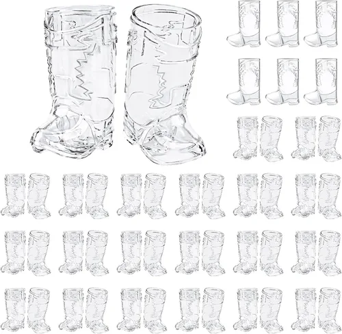 Miniatura 12 de Vasos de chupito de botas de Cowboy de plástico SAIAOKJ, 24 piezas de 1 oz, suministros para fiestas con temática de botas de Cowboy, reutilizables