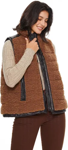 Miniatura 3 de Orolay Chaleco casual de forro polar para mujer, cálido, para exteriores, chaleco corto lanudo con capucha