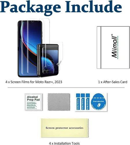 Miniatura 7 de Miimall - Protector de pantalla transparente HD para Motorola Razr+, 2 + 2 unidades, 2 unidades, parte delantera + interior, sin burbujas, cobertura