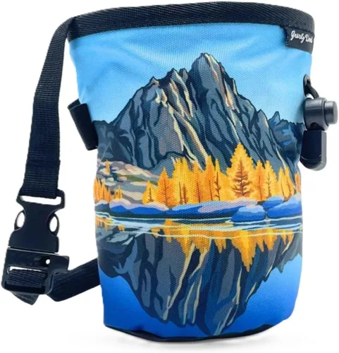 Miniatura 10 de Bolsa de tiza para escalada en roca, para exteriores, gimnasio y bouldering, cinturón ajustable, cierre de cordón duradero y bolsillo con cremallera