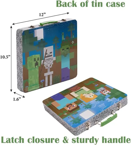 Miniatura 4 de Innovative Designs Minecraft - Juego de actividades de lujo para niños con lata de transporte, hojas para colorear, tatuajes, calcomanías