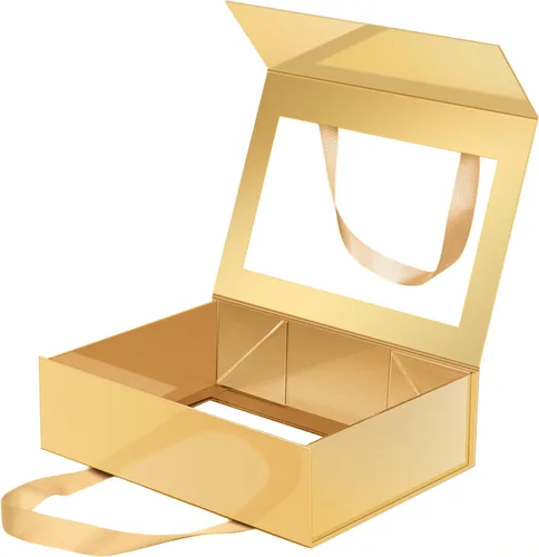 Miniatura 17 de Caja de regalo negra con ventana, caja de regalo magnética transparente para regalo, caja de propuesta de padrino de boda (10.5 x 7.5 x 3 pulgadas)
