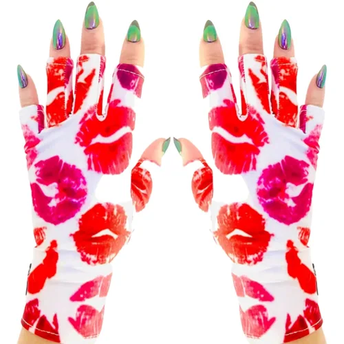 Miniatura 28 de ManiGlovz - Guantes de uñas originales con protección UPF 50+ UV Guantes de manicura de gel y guantes anti UV sin dedos para mujeres Se pueden