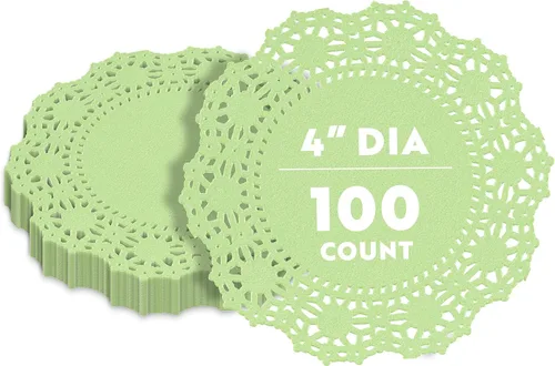 Miniatura 20 de Restaurantware Pastry Tek Blondas de Encaje de 4 x 4 Pulgadas 100 Vajilla Decorativa - Blondas de Mesa Desechables Redondas de Papel Negro