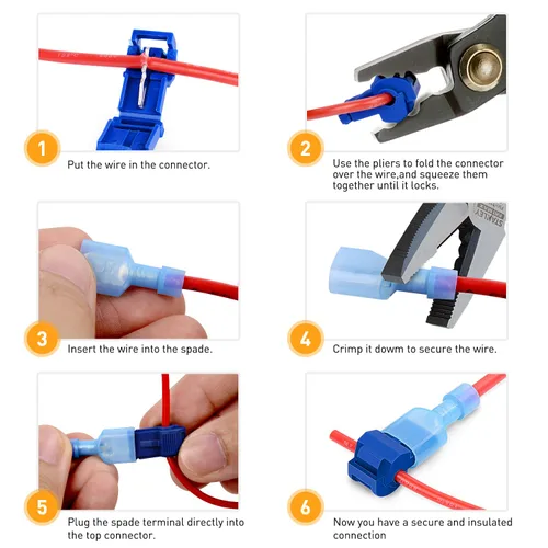 Miniatura 4 de Nilight - 50031R 240 unids/120 pares de terminales de cable de empalme T-Tap auto-pelacables con nailon totalmente aislado macho desconexiones
