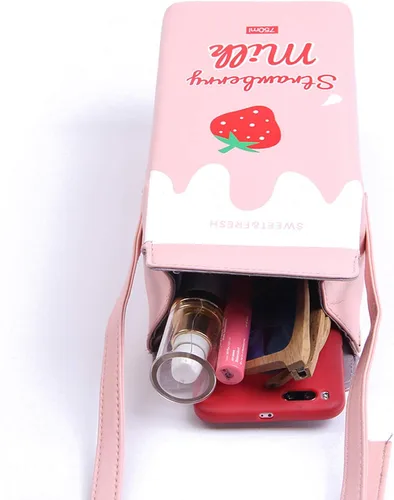 Miniatura 4 de LUI SUI Girls Fruits Banana Strawberry Milk Box Cross Body Purse Bag Women Phone Wallet Shoulder Bags