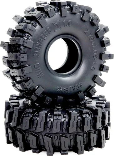 Miniatura 3 de HOBBYSOUL 1.0 Neumáticos de Oruga de 70mm de Altura 1.0 Pulgadas Lanzadores de Lodo X Neumáticos Super Blandos y Adhesivos para RC 1/24 SCX24 1/18