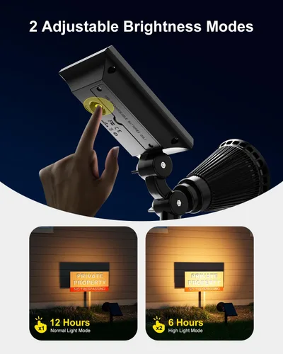 Miniatura 3 de FALOVE - Luces solares para exteriores, 2 en 1, luz de pared/suelo, luz solar para poste de bandera ajustable, luz de paisaje, iluminación de Cálido